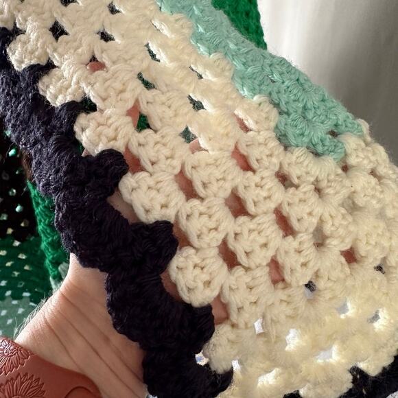 Vintage Crochet Blanket Afghan Throw Blanket Handmade 70s Cottagecore Brown - Picture 3 of 3
